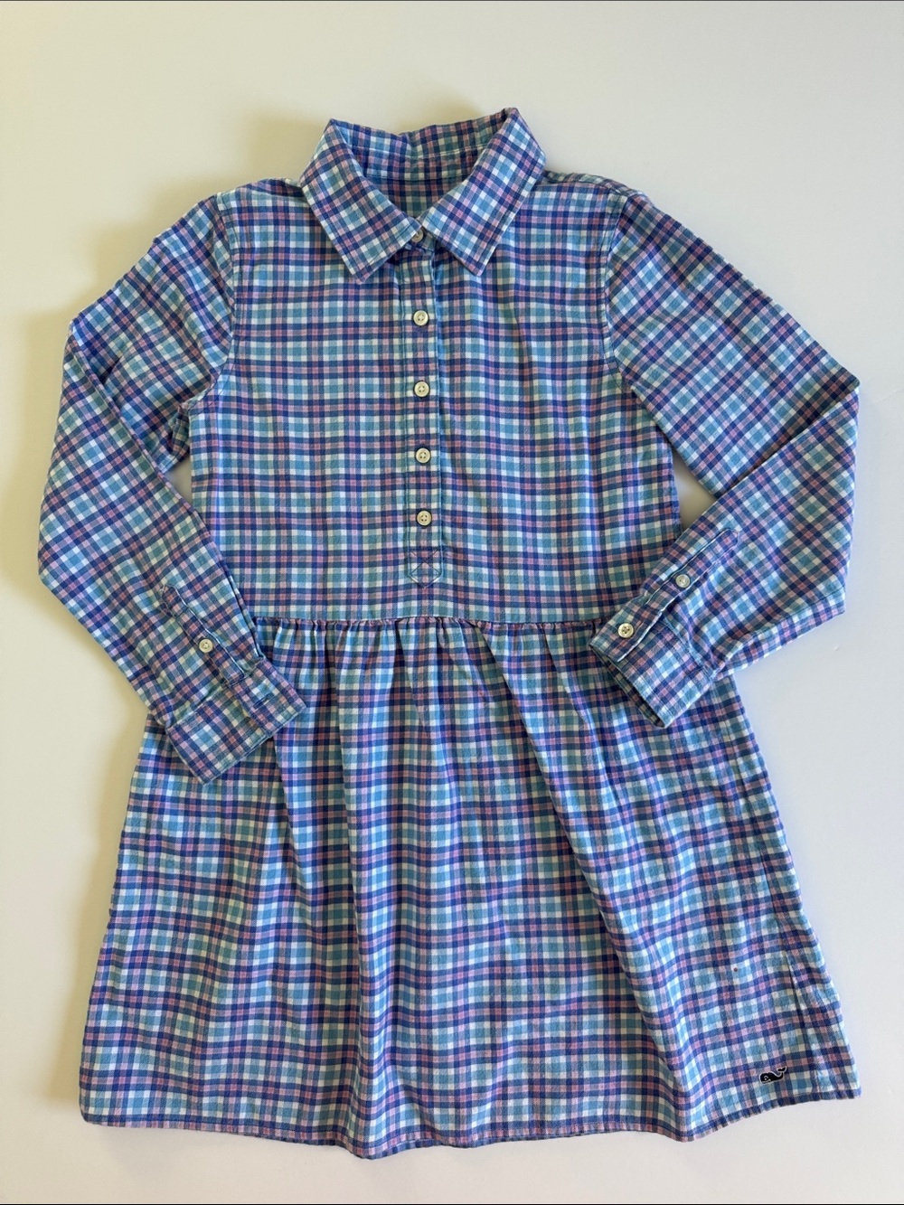 Vineyard Vines Plaid Button-Front Flannel Dress in Blue & Purple